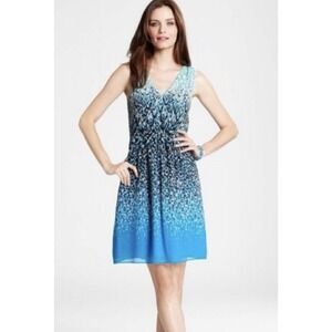 Ann Taylor Women's Blue Ombre Animal Print Fit & Flare Dress Size 8P $138